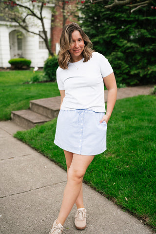 Garden Party Gingham Mini Skort - Sky