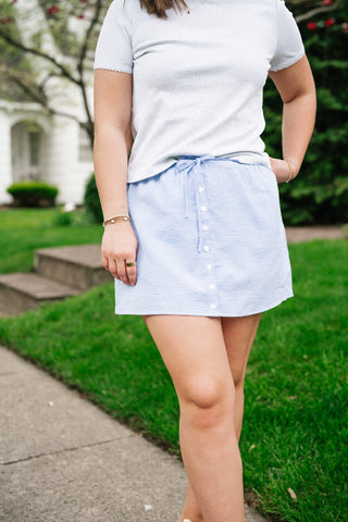 Garden Party Gingham Mini Skort - Sky