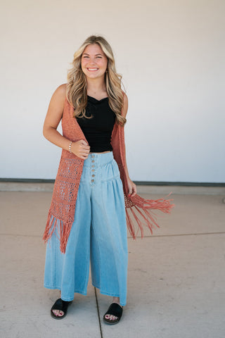 Sunset Open Knit Kimono