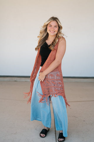 Sunset Open Knit Kimono