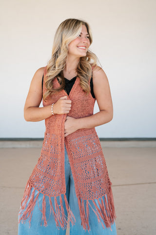 Sunset Open Knit Kimono