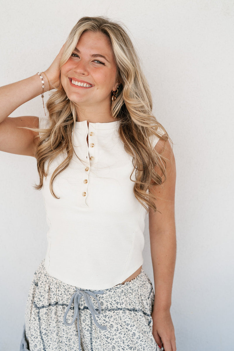 Everyday Classic Quarter Button Top