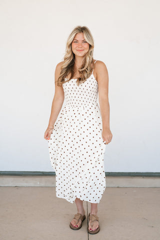 Sweet Spot Basque Waist Midi Dress - White