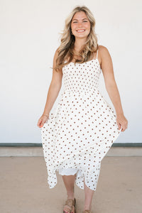 Sweet Spot Basque Waist Midi Dress - White