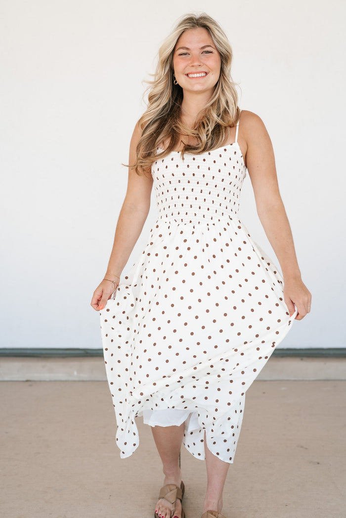 Sweet Spot Basque Waist Midi Dress - White