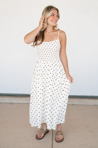 Sweet Spot Basque Waist Midi Dress - White