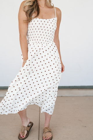 Sweet Spot Basque Waist Midi Dress - White