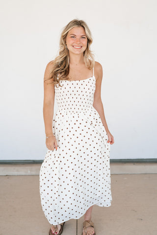 Sweet Spot Basque Waist Midi Dress - White