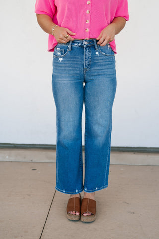 Risen Eliana High Rise-Crop Wide Jean