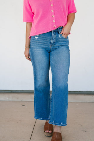 Risen Eliana High Rise-Crop Wide Jean
