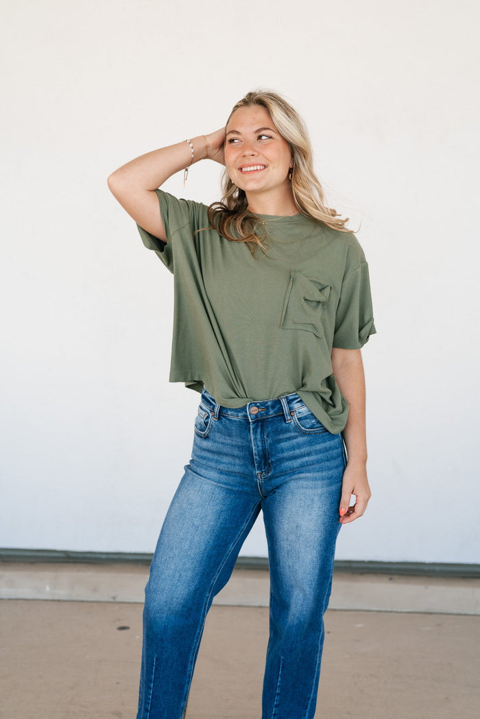 Simple Matter Pocket Front Tee - Olive