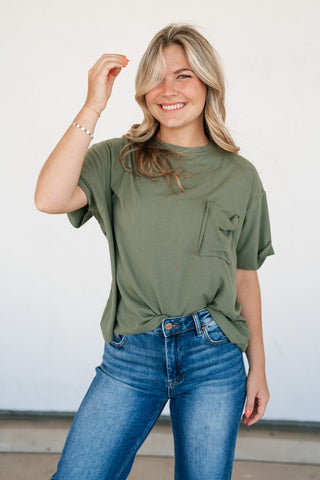 Simple Matter Pocket Front Tee - Olive