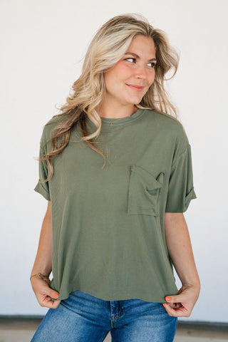 Simple Matter Pocket Front Tee - Olive