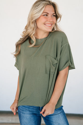 Simple Matter Pocket Front Tee - Olive