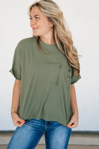 Simple Matter Pocket Front Tee - Olive
