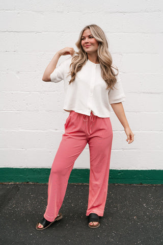 Estelle Textured  Button Front Top