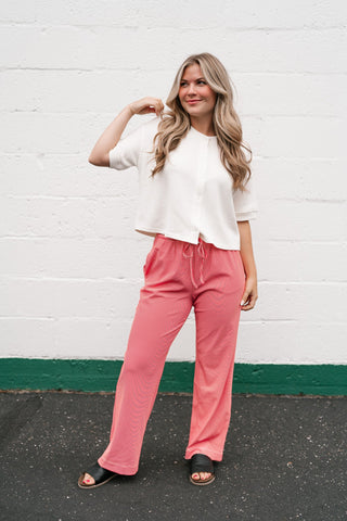 Estelle Textured  Button Front Top