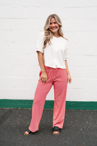 Estelle Textured  Button Front Top