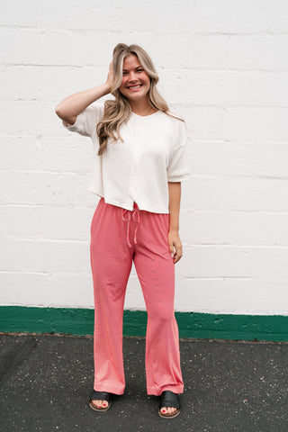 Estelle Textured  Button Front Top