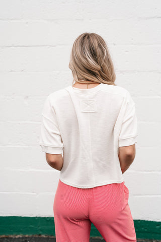 Estelle Textured  Button Front Top
