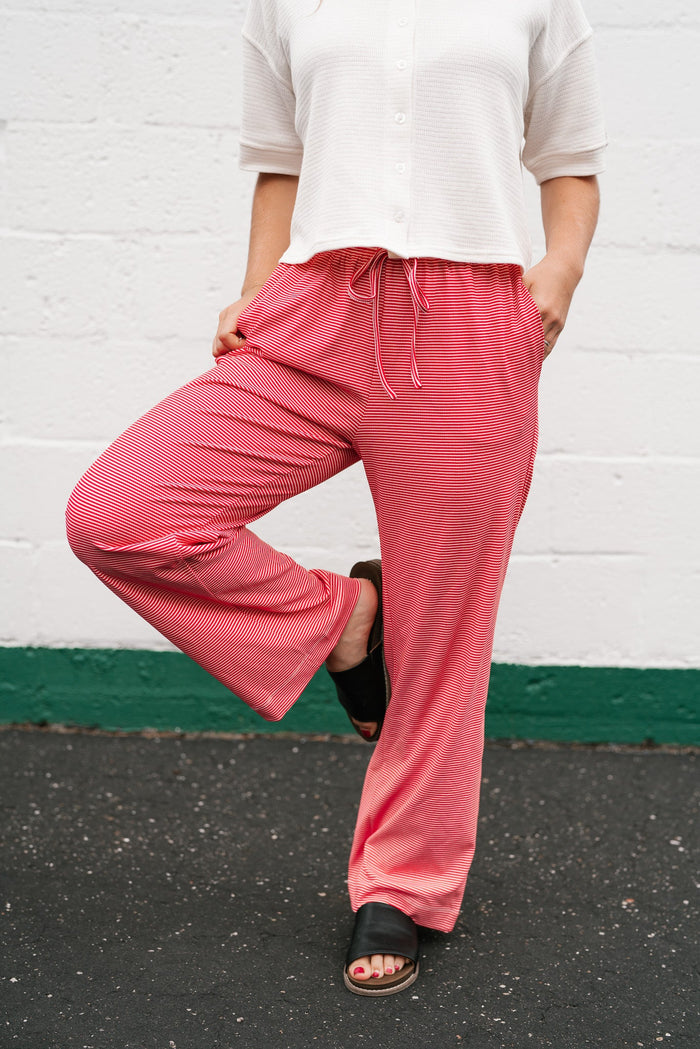 Quinn Pinstriped Pants - Red