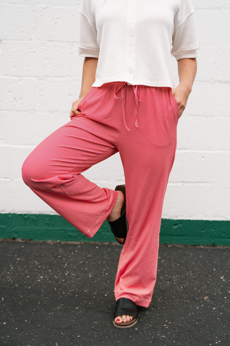 Quinn Pinstriped Pants - Red