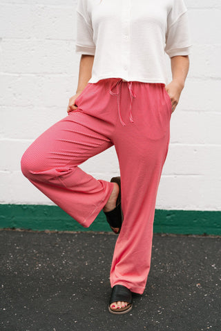 Quinn Pinstriped Pants - Red