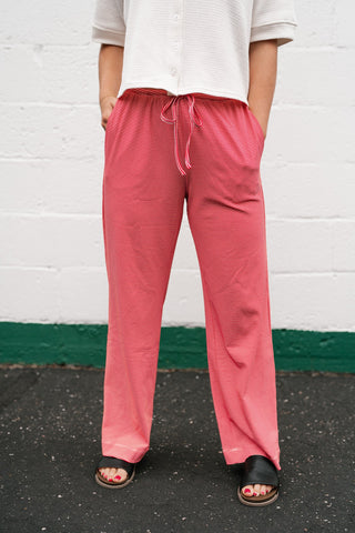 Quinn Pinstriped Pants - Red