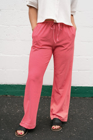 Quinn Pinstriped Pants - Red