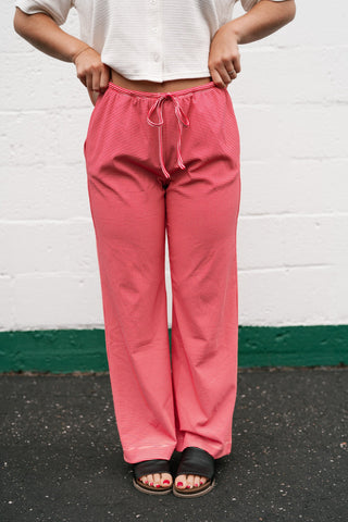 Quinn Pinstriped Pants - Red