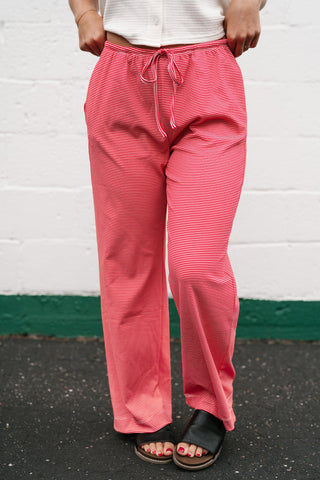 Quinn Pinstriped Pants - Red