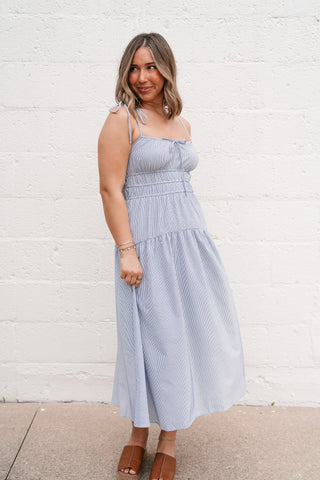 The Hamptons Pinstripe Midi Dress