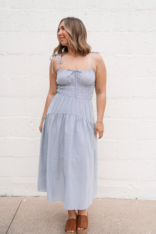 The Hamptons Pinstripe Midi Dress