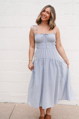 The Hamptons Pinstripe Midi Dress