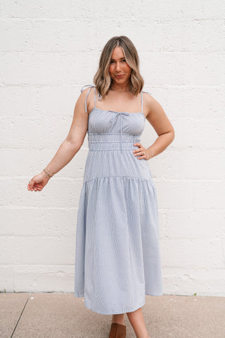 The Hamptons Pinstripe Midi Dress