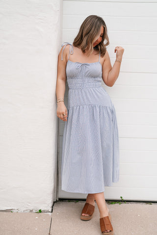 The Hamptons Pinstripe Midi Dress