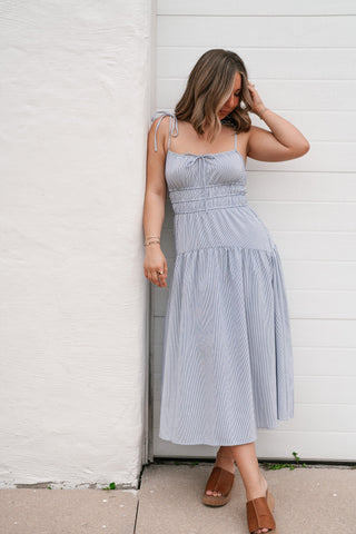 The Hamptons Pinstripe Midi Dress