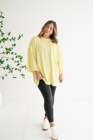 Forever Ideal Ribbed Top - Soft Yellow
