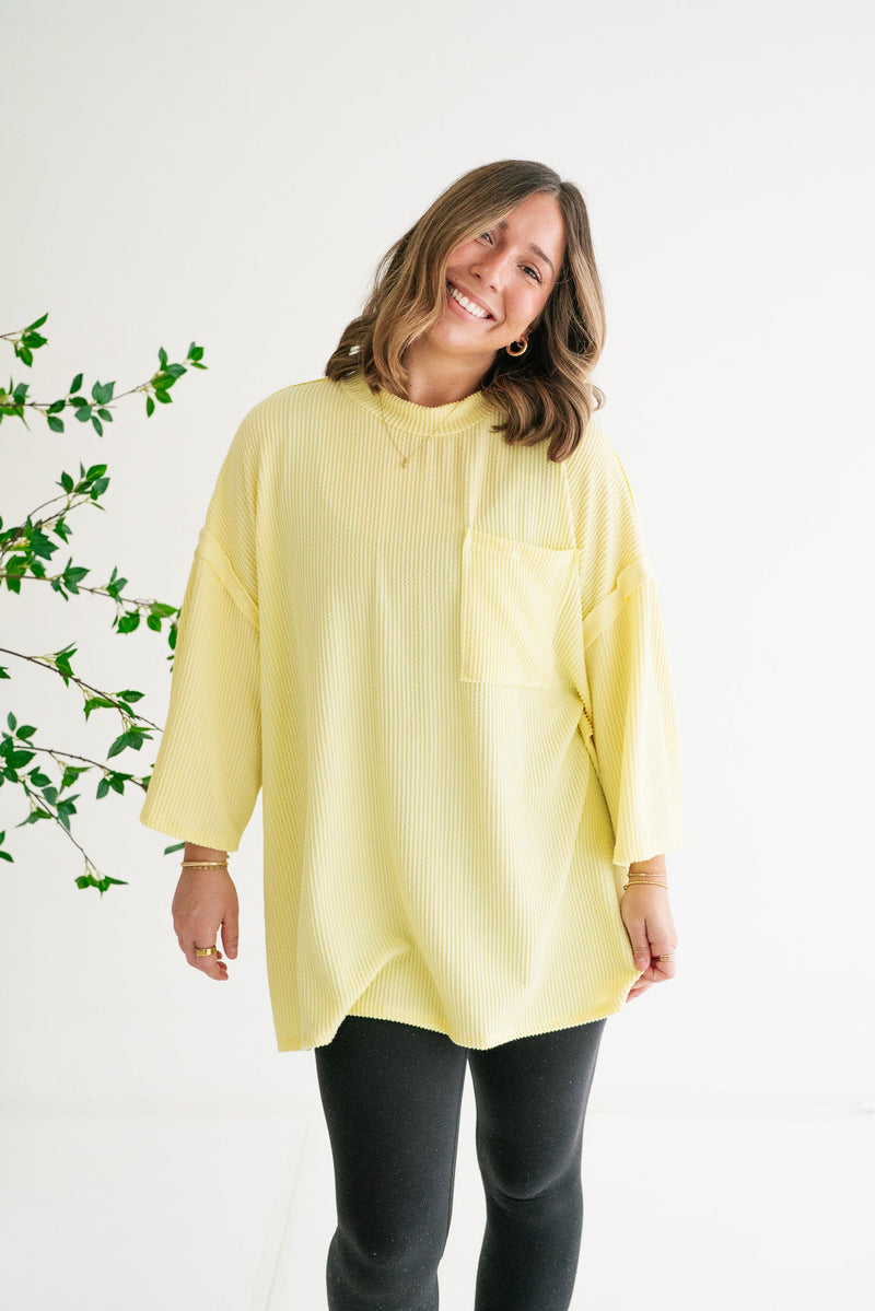 Forever Ideal Ribbed Top - Soft Yellow