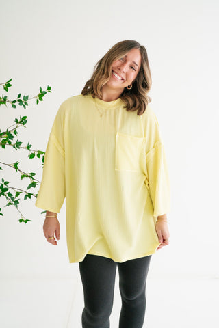 Forever Ideal Ribbed Top - Soft Yellow