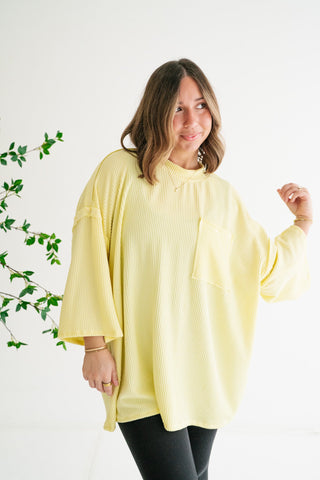 Forever Ideal Ribbed Top - Soft Yellow