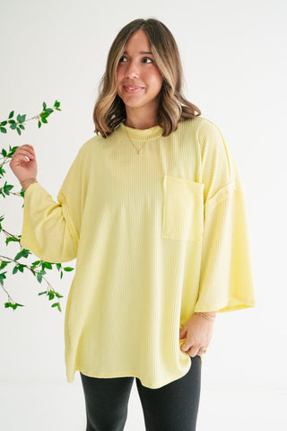 Forever Ideal Ribbed Top - Soft Yellow
