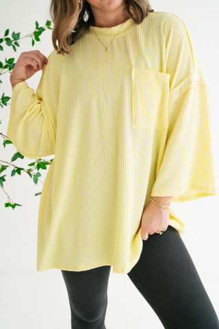 Forever Ideal Ribbed Top - Soft Yellow