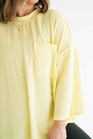 Forever Ideal Ribbed Top - Soft Yellow
