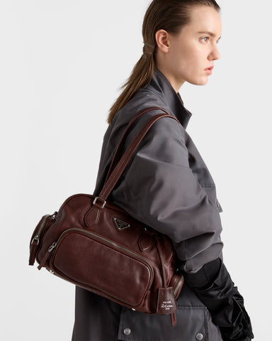 Medium leather top-handle bag