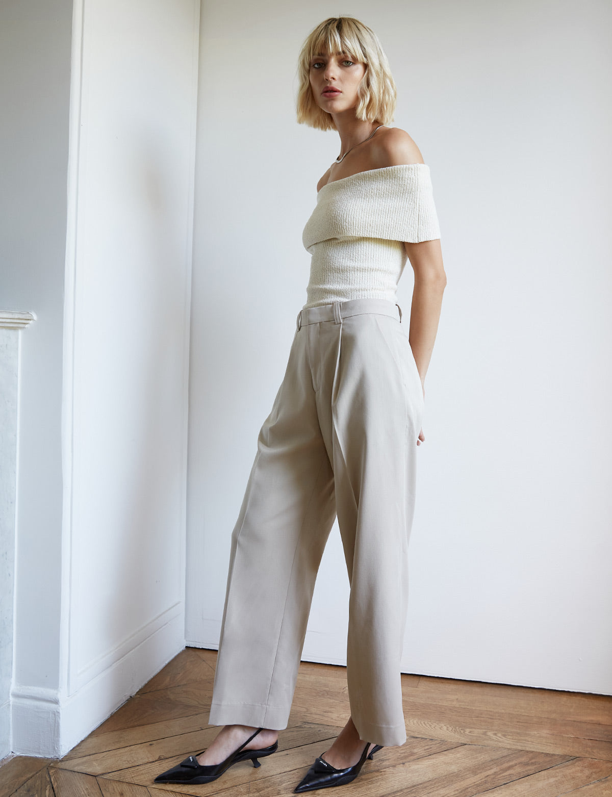 Popcorn Knit Off-The-Shoulder Top-BESTSELLER Secondary image