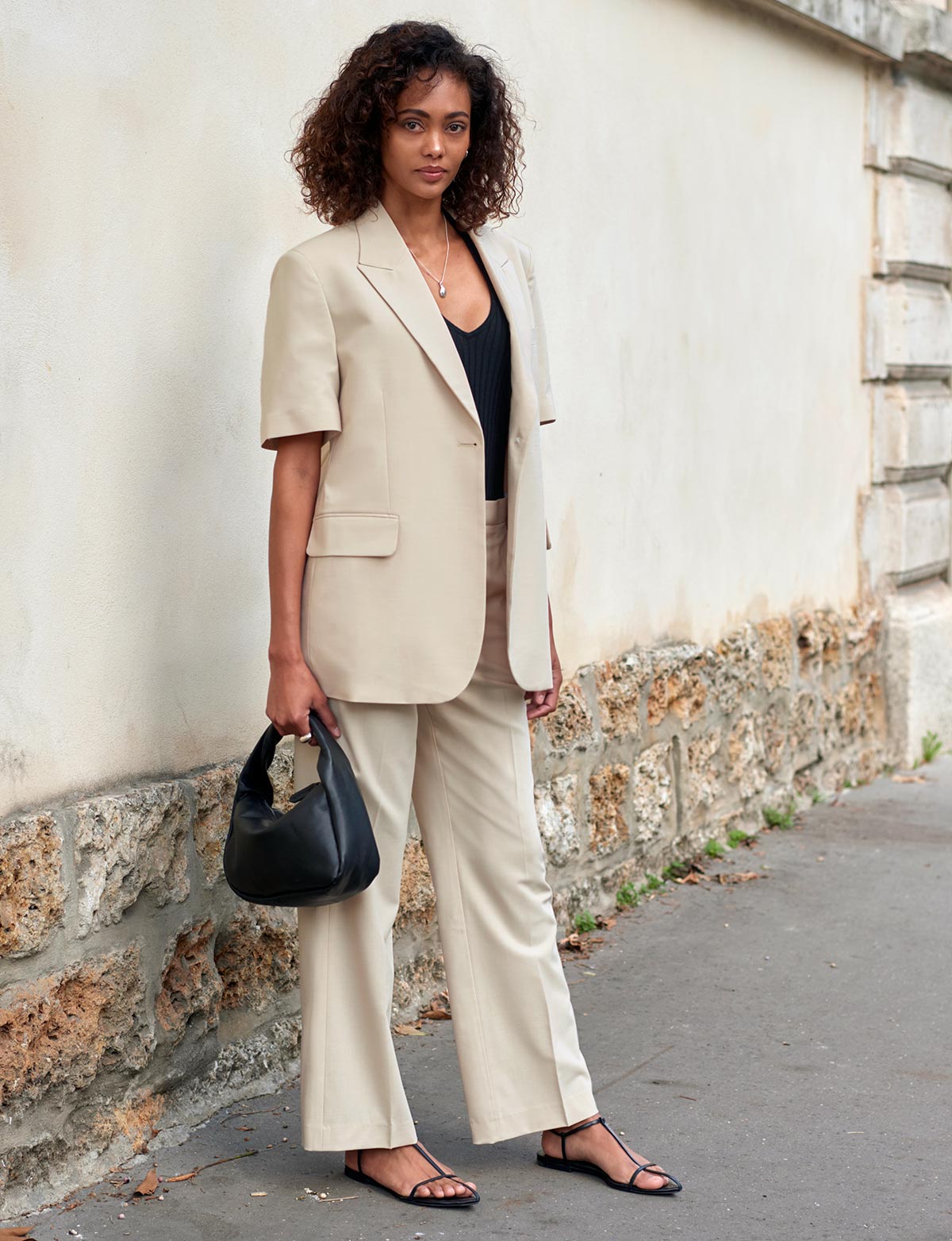 Tan Straight Suit Trousers