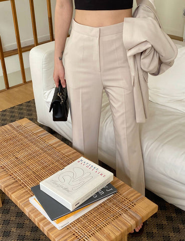 Tan Straight Suit Trousers