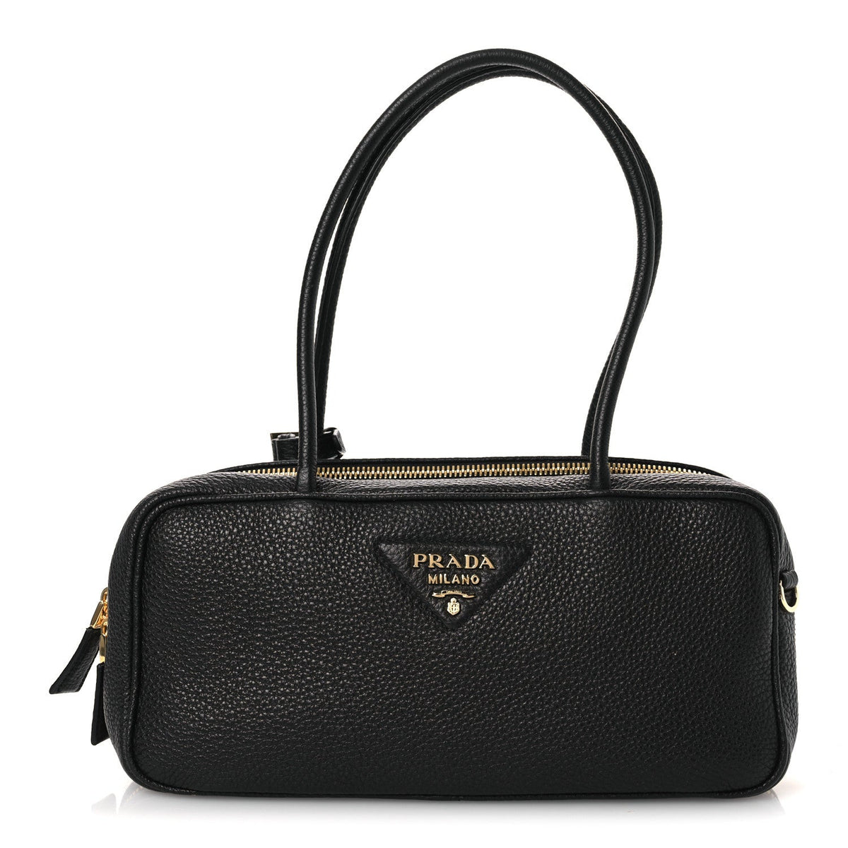 Vitello Daino Medium East West Top Handle Bag Black