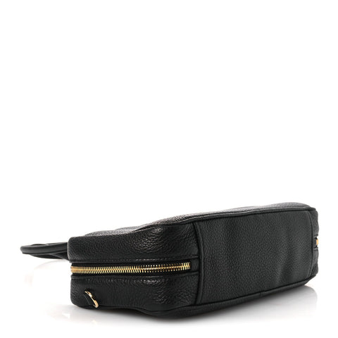 Vitello Daino Medium East West Top Handle Bag Black